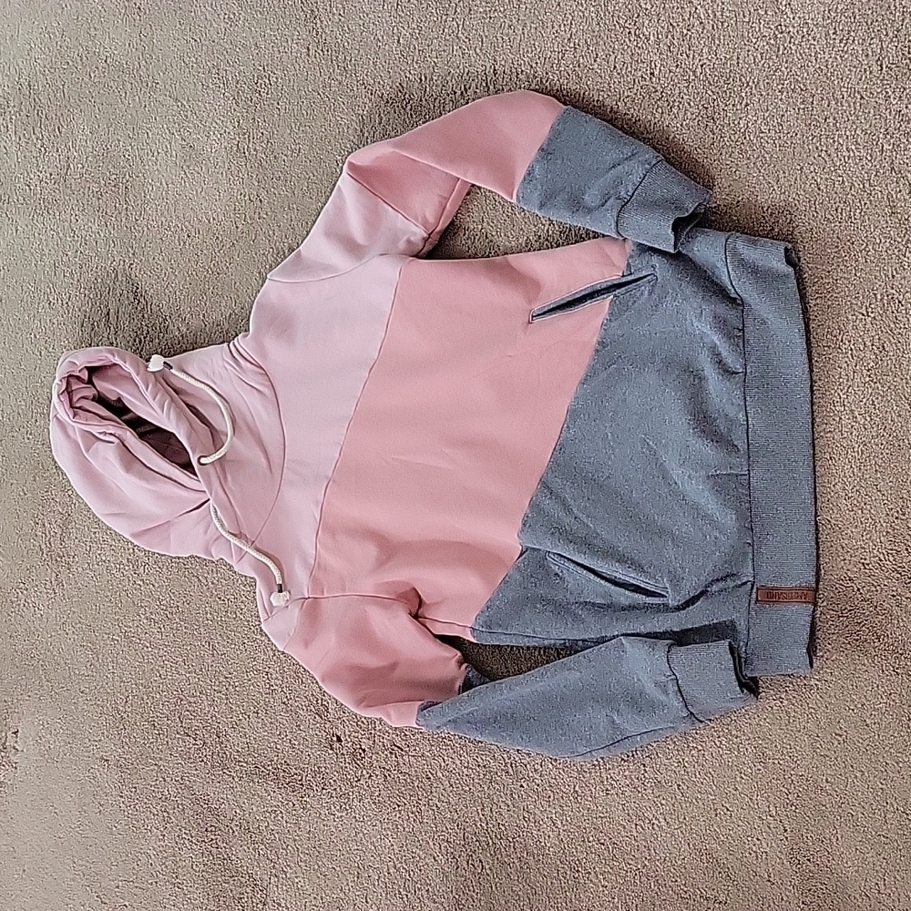 Womens small Ampersand Ave hoodie THICK pink and gray